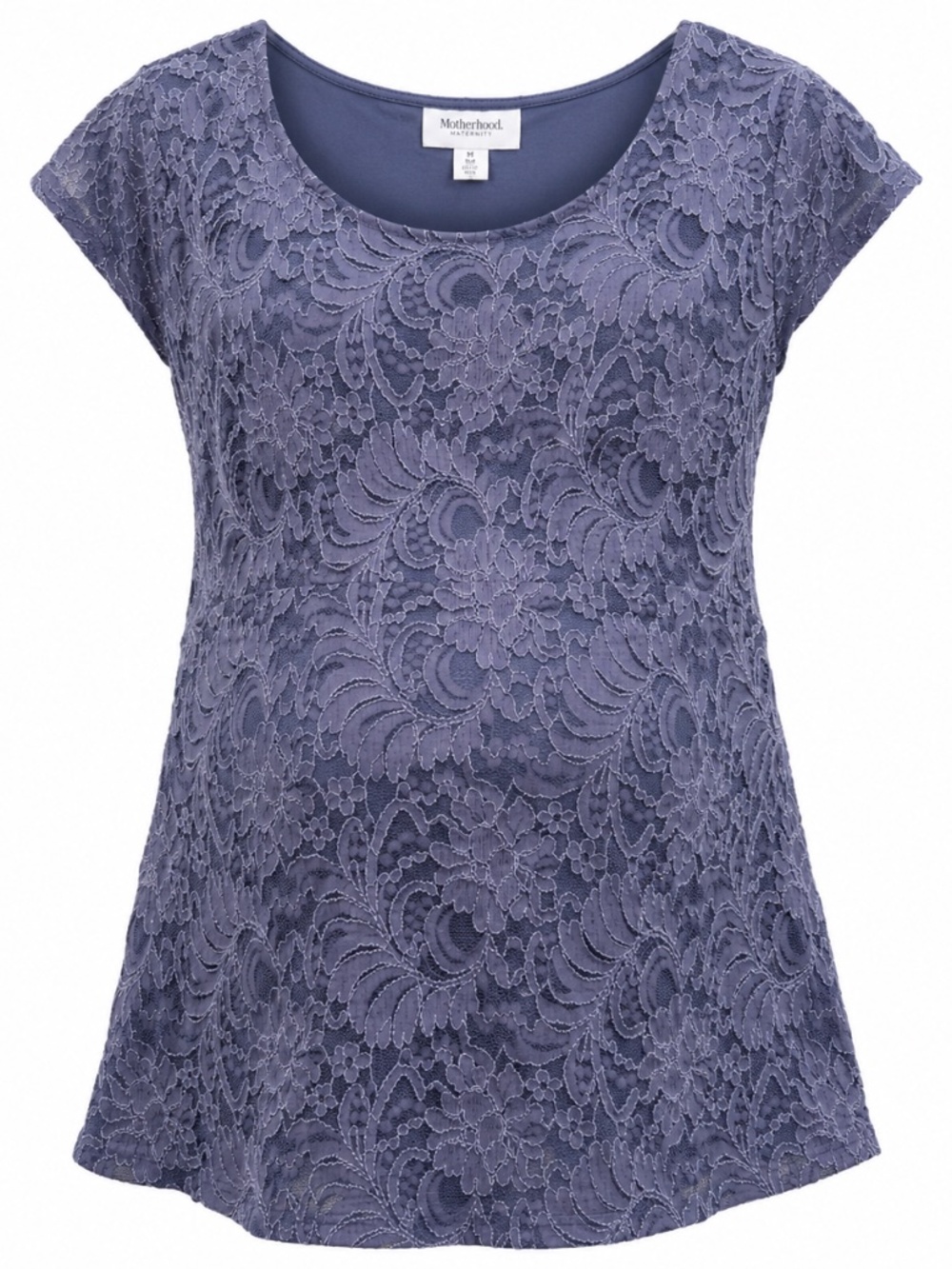 Motherhood Maternity Lace Top 1X Purple Blue Flutter Sleeve Plus Size